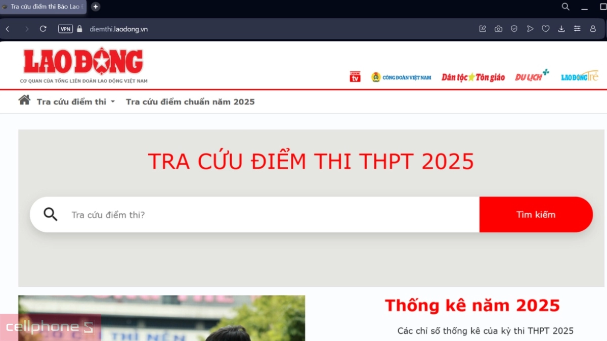 Tra điểm thi tại Các báo điện tử được Bộ GD&ĐT cấp phép