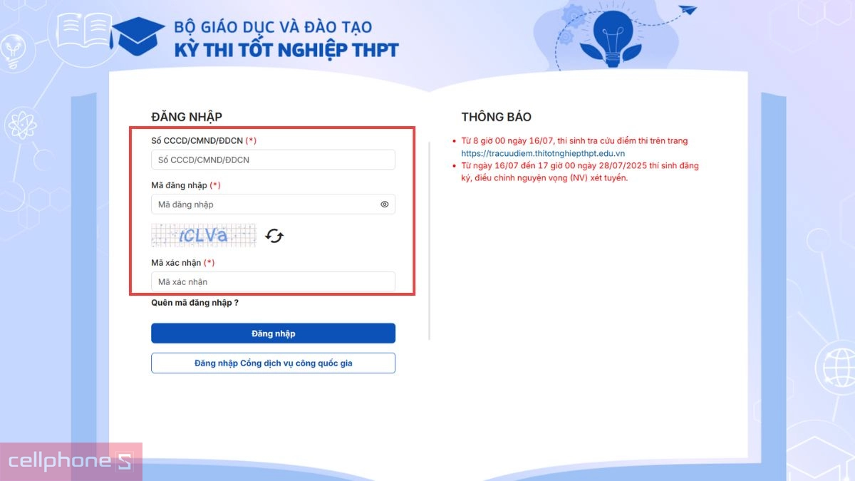 Hướng dẫn tra cứu điểm thi THPT Quốc gia 2025 bằng CCCD