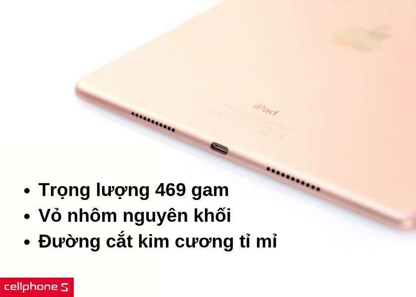 Chất liệu nhôm nguyên khối, trọng lượng chỉ 469g