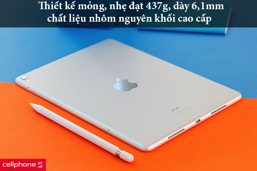 Thiết kế mỏng, nhẹ đáng kinh ngạc đạt 437g, dày 6,1mm, chất liệu nhôm nguyên khối cao cấp