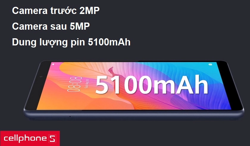 Camera trước 2MP, camera sau 5MP cho hình ảnh chân thực, dung lượng pin 5100mAh