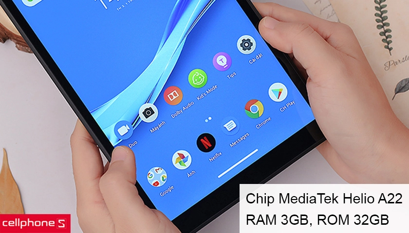 Hiệu năng cân tốt mọi trải nghiệm với chip MediaTek Helio A22, RAM 3GB, ROM 32GB