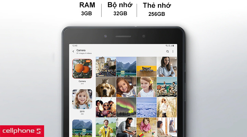 Bộ nhớ đệm 3GB RAM, 32GB ROM cùng khả năng mở rộng thẻ nhớ 256GB