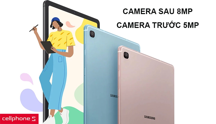 Camera 8Mp và 5Mp cho hình ảnh sắc nét, hỗ trợ bút S Pen tiện lợi