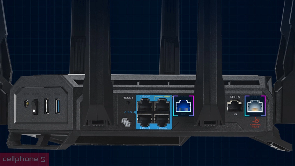 Kết nối ngoại vi Router Wifi 7 Asus ROG Rapture GT-BE98