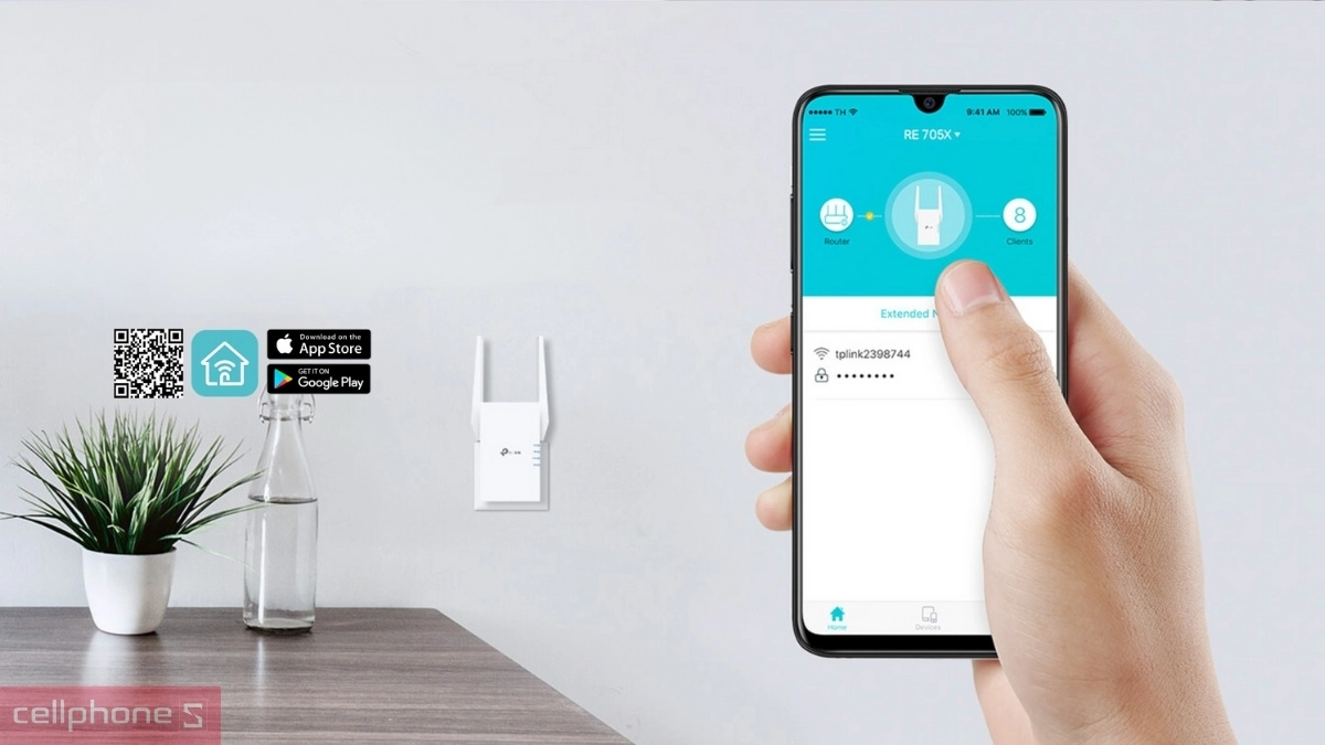 Thiết kế bộ mở rộng sóng Wifi 6 TP-Link RE705X AX3000