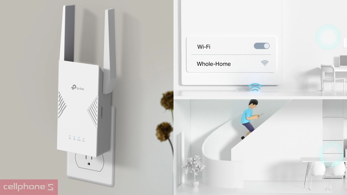 Phạm vi phủ sóng của bộ mở rộng sóng WiFi 7 Tp-Link RE235BE BE3600 băng tần kép