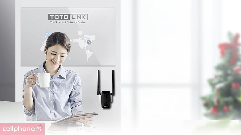 Thiết bị mở rộng sóng WiFi băng tần kép chuẩn AC1200 Totolink EX1200T