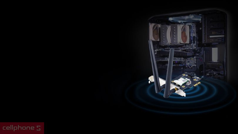 Kết nối card mạng Asus PCE AX3000 Wifi 6 Bluetooth 5.0