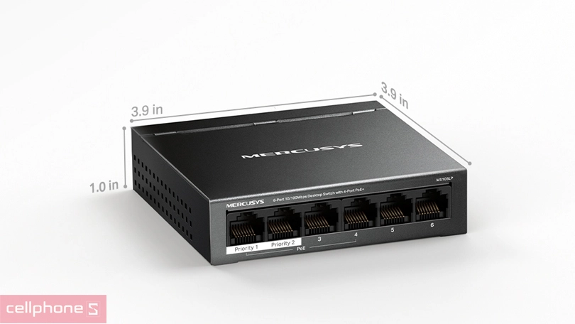 Switch 6 cổng 10/100Mbps Mercusys MS106LP 4 cổng POE+