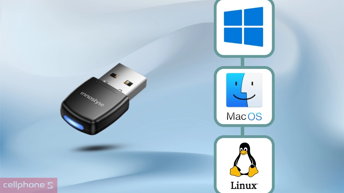 Tương thích đa dạng hệ điều hành cổng OTG Innostyle Nexalink USB-A to Wifi AWF6