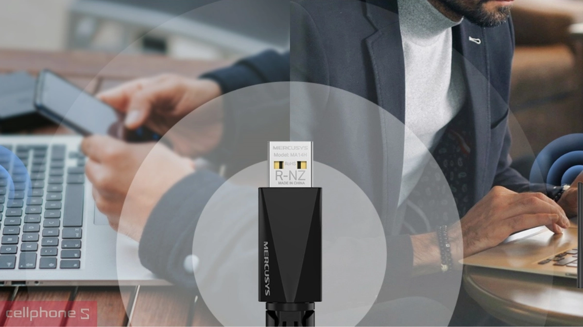 Ăng-ten hiệu năng cao của USB Wifi 6 Mercusys MA14H băng tần kép AX300 High Gain