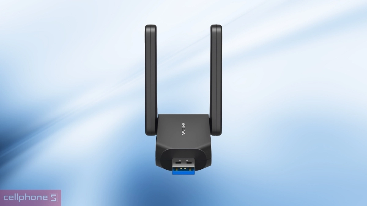 Ăng-ten khuếch đại vùng phủ sóng của USB Wifi 6 Mercusys MA72XH băng tần kép AX1800