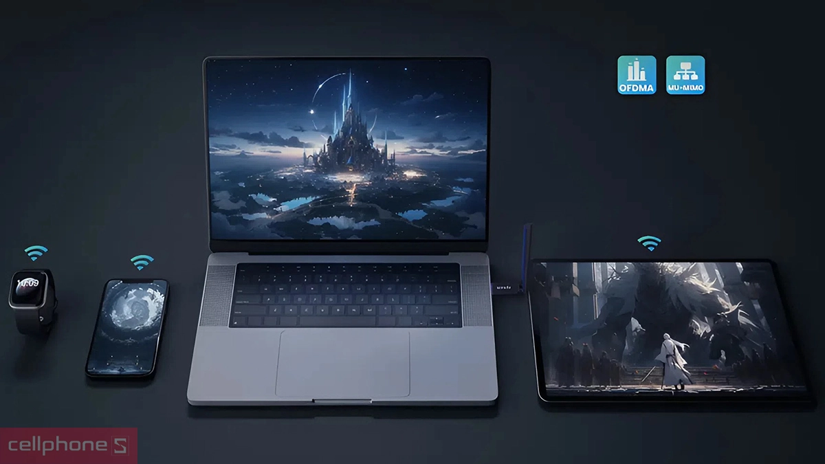 Kết nối đa thiết bị với USB Wifi 6 Tenda U11 Pro AX900