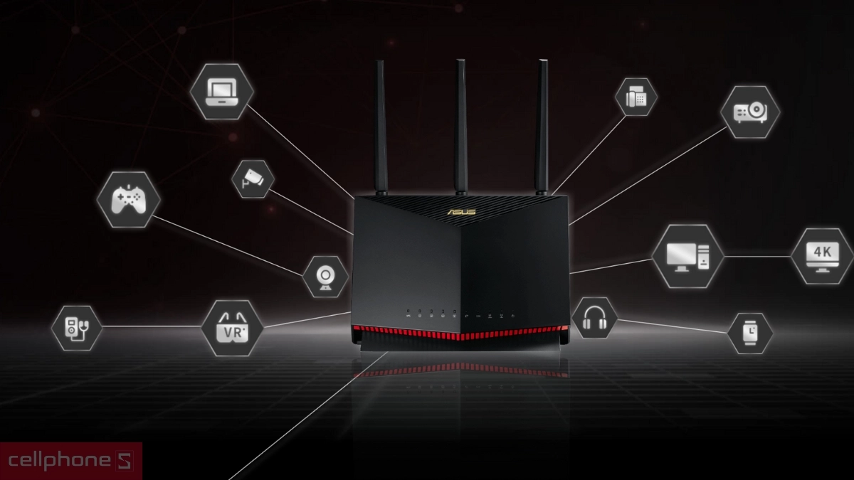 ASUS RT-AX86U Pro AX5700 mang đến tốc độ lên đến 5.700 Mbps với các kênh 160 MHz