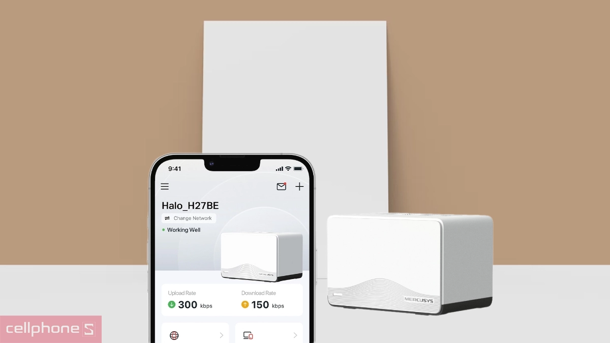 Khả năng quản lý tiện lợi thông qua app Mercusys của hệ thống Mesh WiFi 7 Mercusys Halo H27BE 3-Pack BE3600