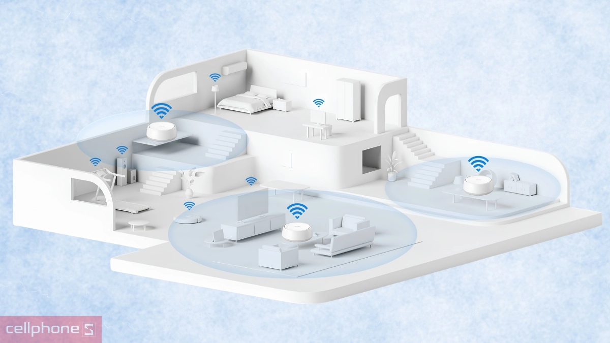 Phủ sóng rộng của Mesh Wifi 7 BE3600 TP-Link Deco BE22 (3 Pack)