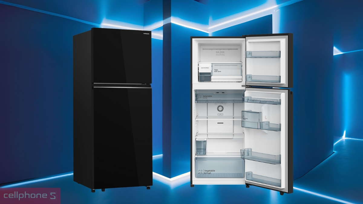 Thiết kế các ngăn trên thông minh trên tủ lạnh Hitachi Inverter 374 lít HRTN6408SAGBKVN