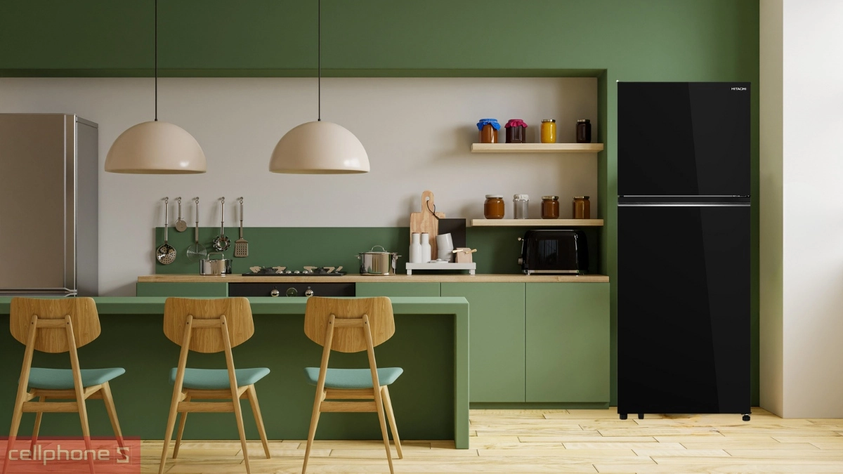 Tổng thể chỉnh chu của tủ lạnh Hitachi Inverter 374 lít HRTN6408SAGBKVN