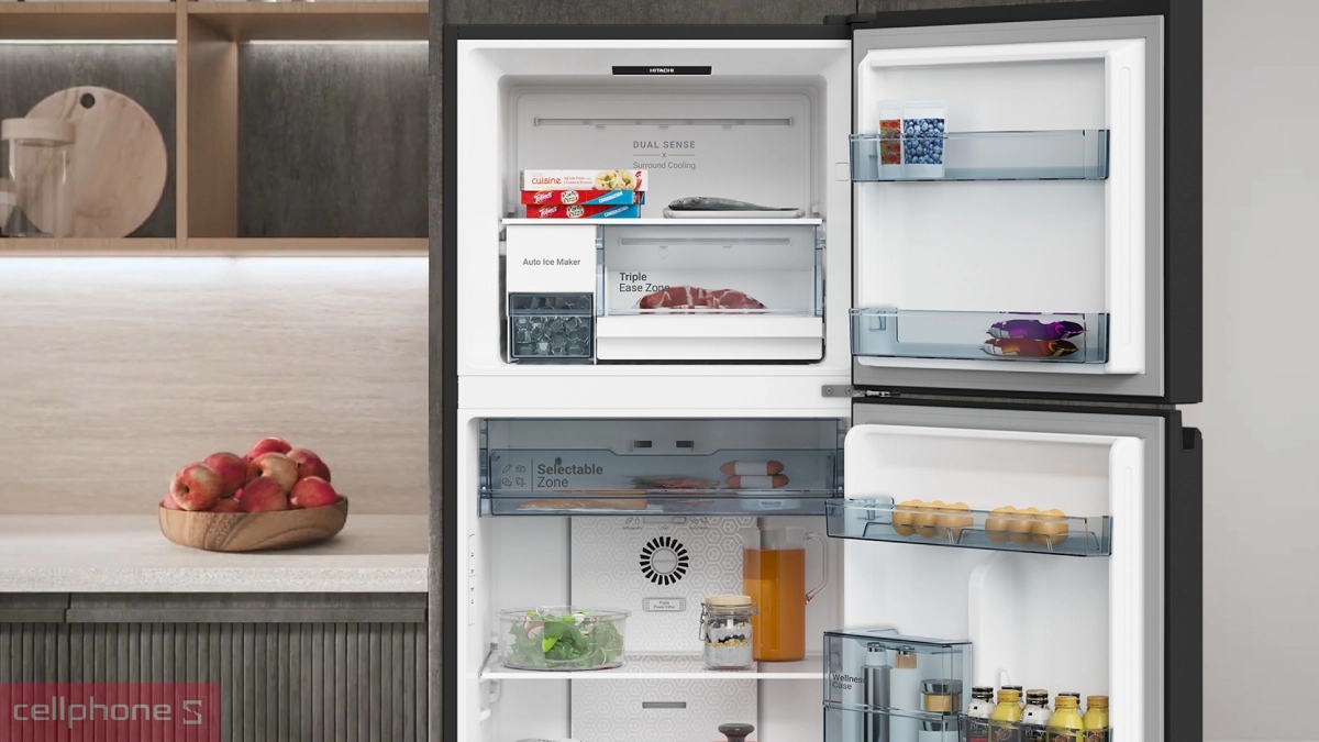 Công nghệ cảm biến kép tủ lạnh Hitachi Inverter 374 lít HRTN6408SAGMGVN