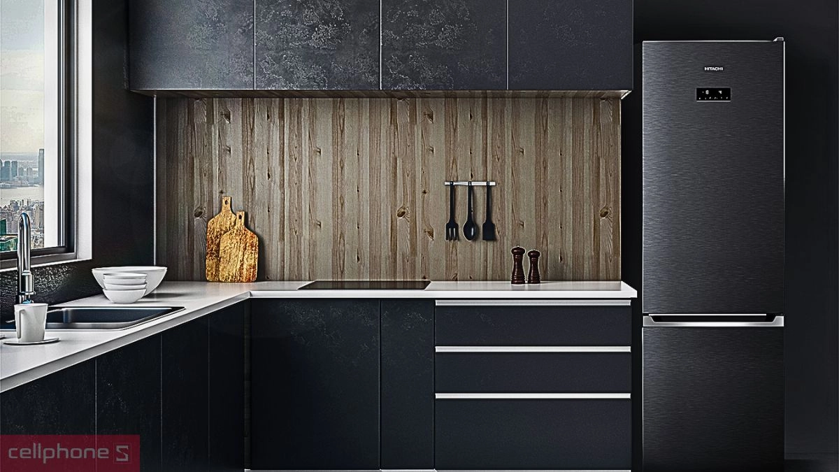 Thiết kế tủ lạnh Hitachi Inverter 396 lít R-B415EGV1