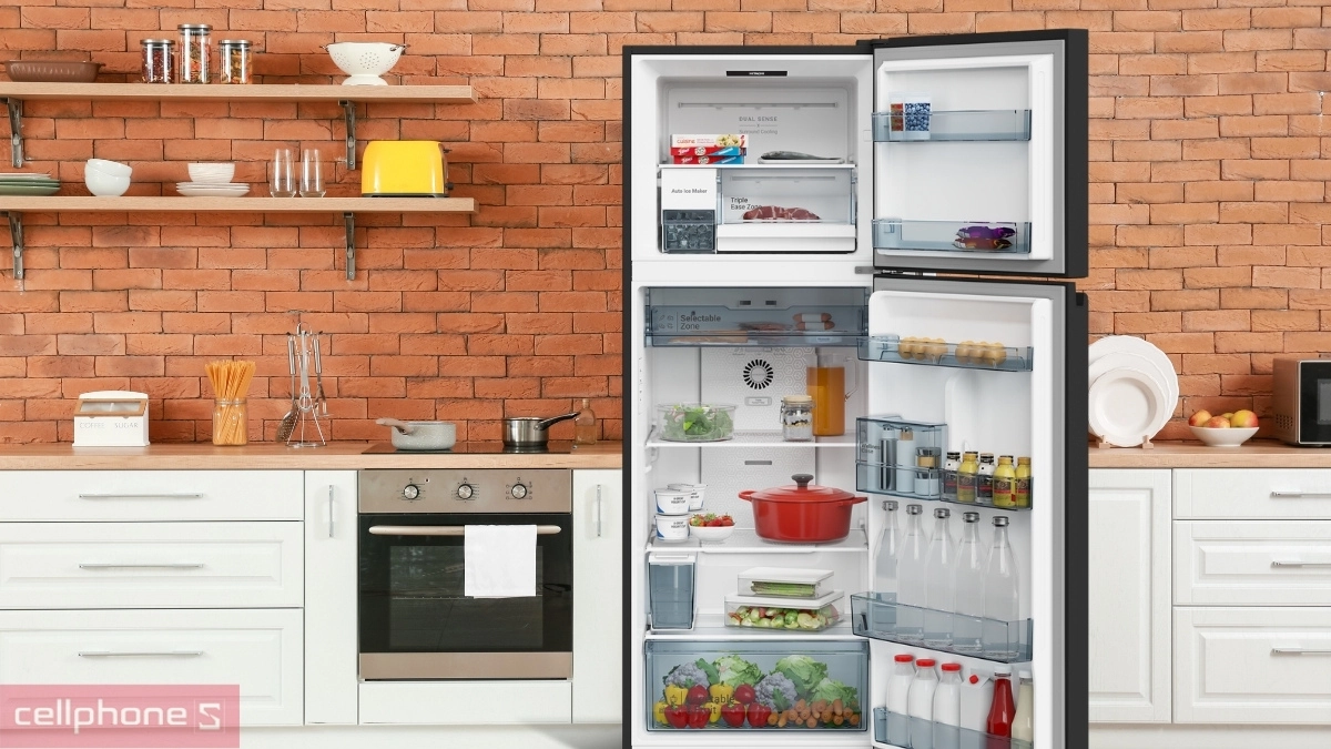 Dung tích tủ lạnh Hitachi Inverter 409 lít HRTN6443SAGBKVN