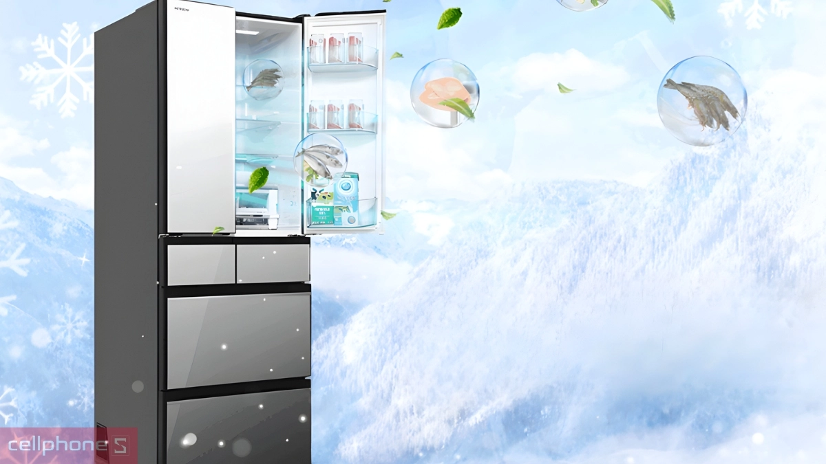 Công nghệ làm lạnh hiện đại, tiết kiệm điện của tủ lạnh Hitachi Inverter MultiDoor 520 lít (R-HW540RV X)