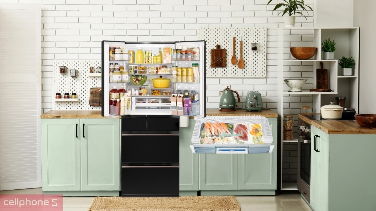 Công nghệ làm lạnh bảo quản thực phẩm tủ lạnh Hitachi Inverter Multidoor 520 Lít R HW540RV XK