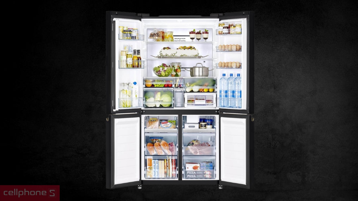 Dung tích lưu trữ cỡ lớn, kích thước tối ưu của tủ lạnh Hitachi Inverter Multidoor 540 lít (R-FW690PGV7 GBK)