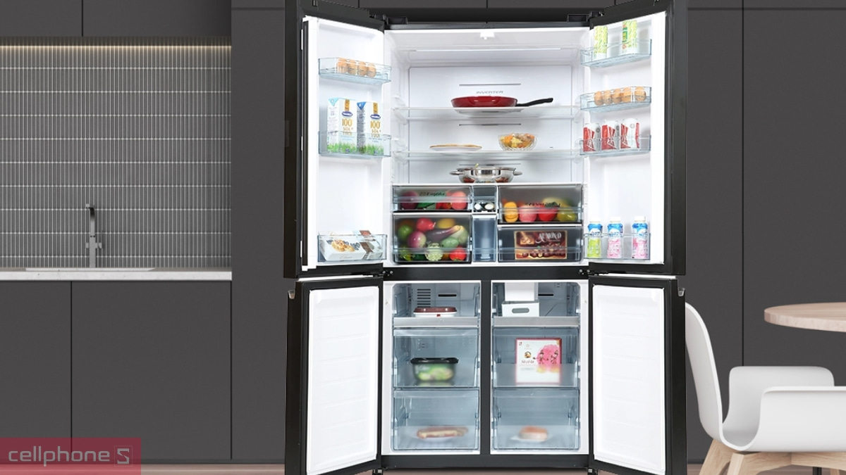 Dung tích lưu trữ lớn của tủ lạnh Hitachi Inverter MultiDoor 569 lít (R-WB640PGV1 GMG)