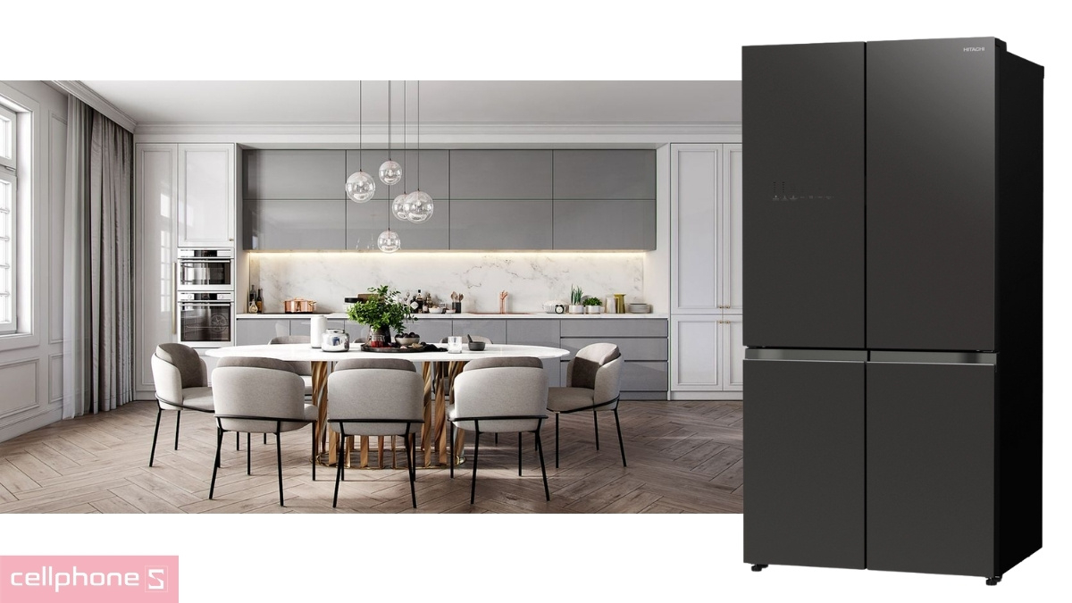 Thiết kế hiện đại của tủ lạnh Hitachi Inverter Multidoor 569 lít (R-WB640VGV0 GBK)