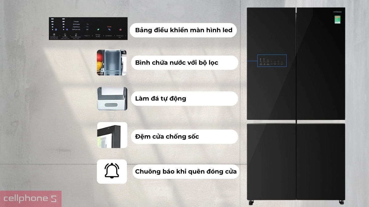 Các tiện ích thông minh tích hợp kèm của tủ lạnh Hitachi Inverter Multidoor 569 lít (R-WB640VGV0 GBK)