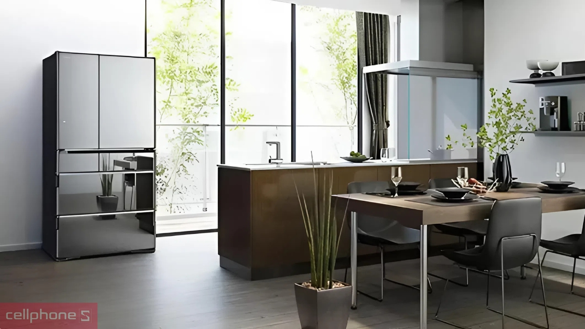 Thiết kế tủ lạnh Hitachi Inverter Multi Door 735 lít R-ZX740KV X 6 cánh phong cách Nhật
