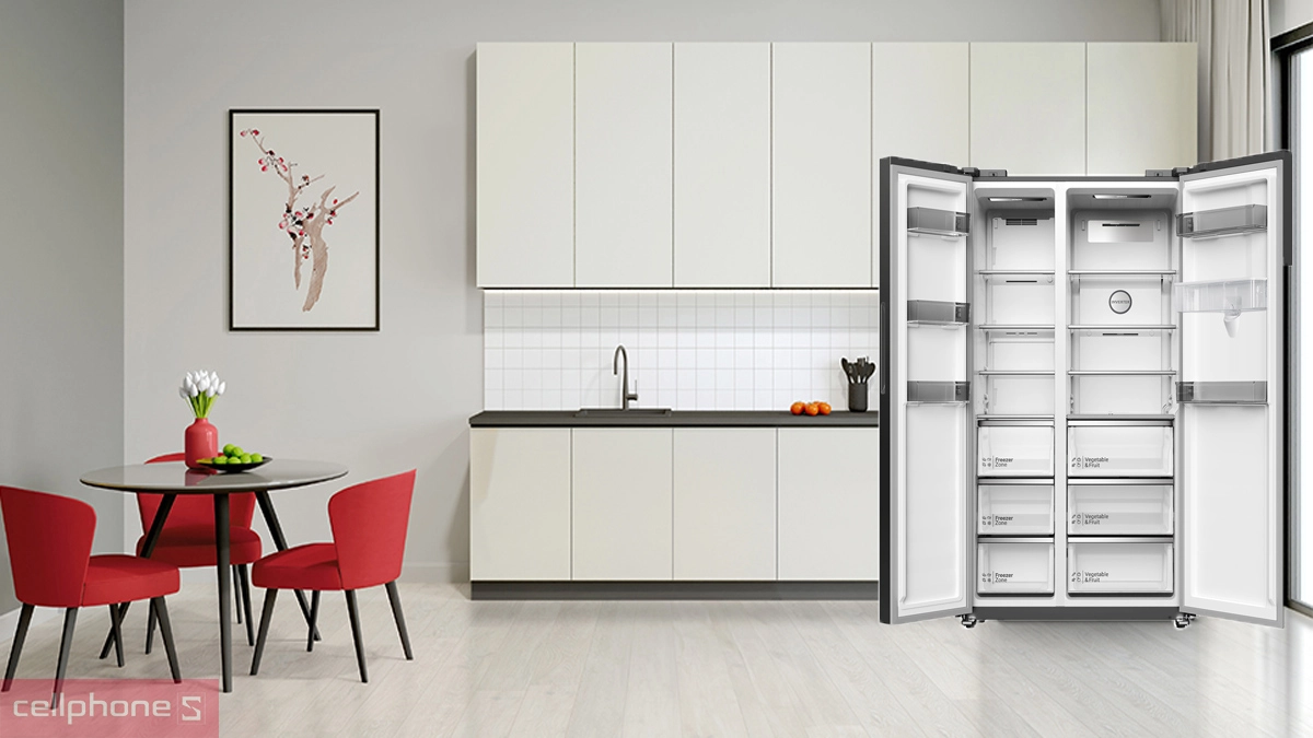 Giữ thực phẩm tươi với tủ lạnh Hitachi Inverter Side by Side 525 lít HRSN9552DWDXVN