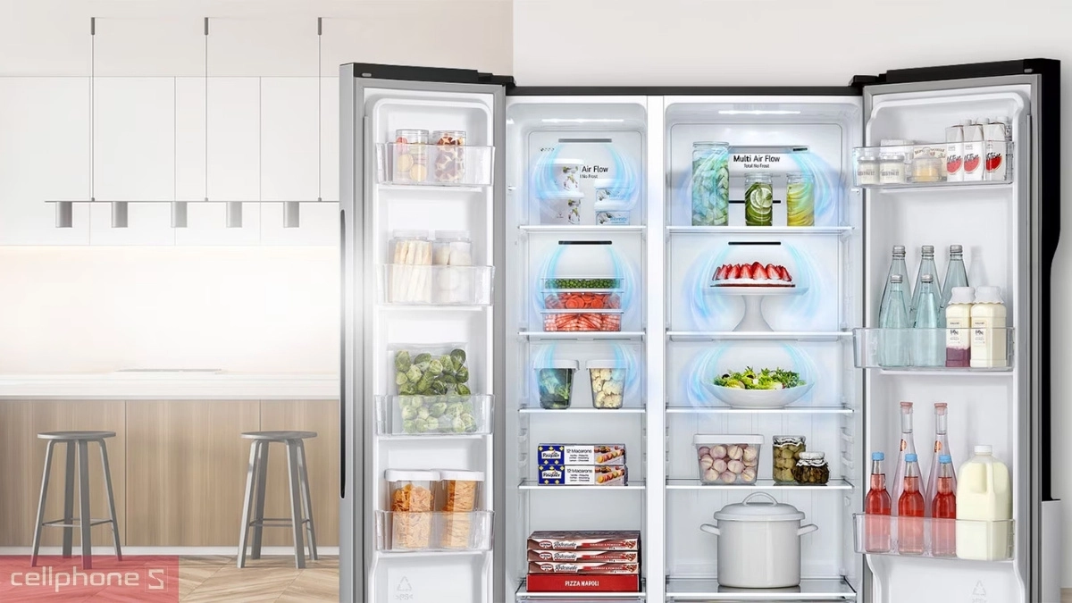 Dung tích tủ lạnh LG Inverter 519 lít Side by side GR-B256JDS