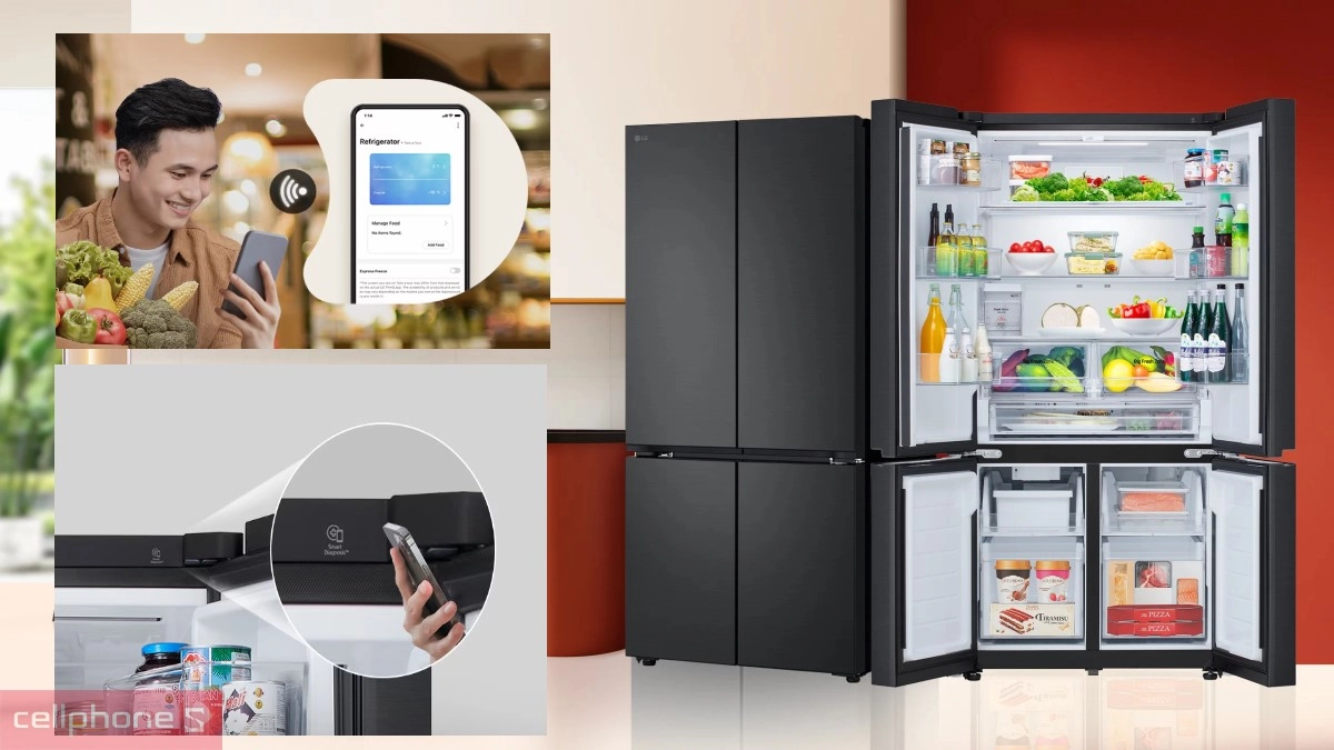 Các tính năng thông minh tích hợp kèm của tủ lạnh LG inverter 575 lít multi door LFB58BLMA