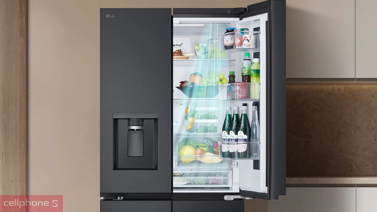 Công nghệ làm lạnh hiện đại, tiết kiệm điện của tủ lạnh LG Inverter 576 Lít Multi Door Instaview LFD58BLMAI