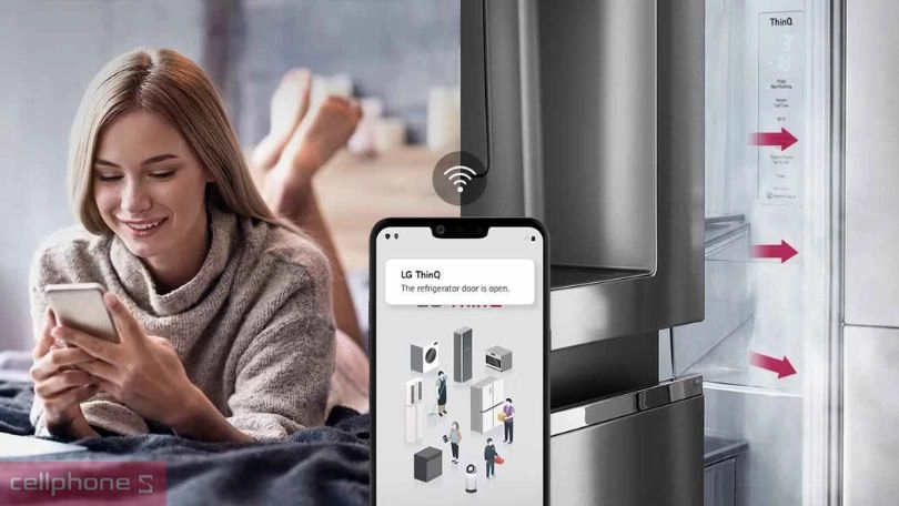 Hướng dẫn kết nối tủ lạnh LG Inverter LBB33BLGA 335 lít với điện thoại