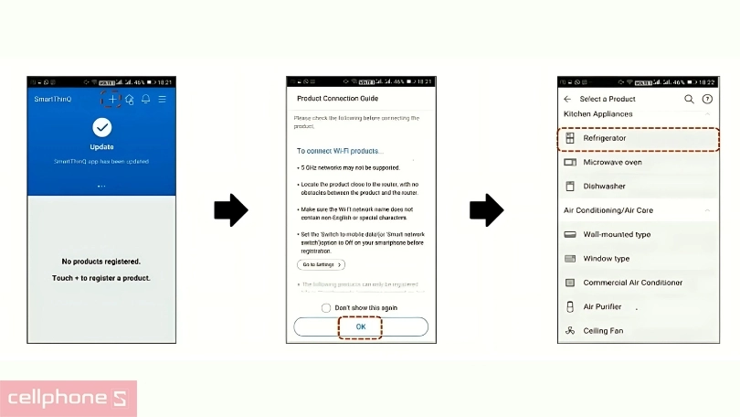 Hướng dẫn kết nối tủ lạnh LG Inverter LBD33BLMA 332 lít với điện thoại