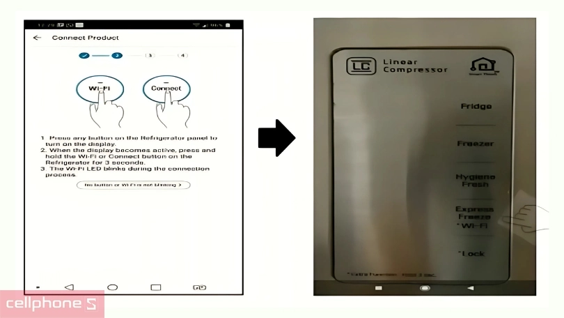Hướng dẫn kết nối tủ lạnh LG Inverter LBD33BLMA 332 lít với điện thoại