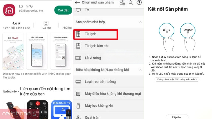 Hướng dẫn kết nối tủ lạnh LG Inverter Multi Door Instaview LFB66BLMI 666 lít với điện thoại