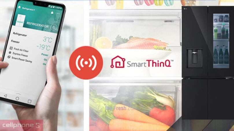 Hướng dẫn kết nối tủ lạnh LG Inverter Multi Door Instaview LFD61BLGAI 617 lít với điện thoại