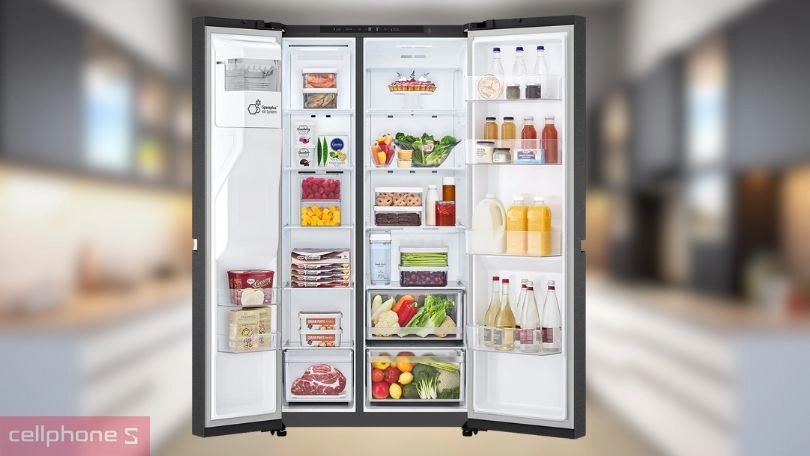 Dung tích chứa của tủ lạnh LG Inverter Side By Side LSI63BLMA 641 lít