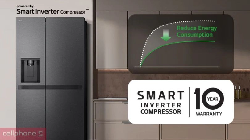 Khả năng tiết kiệm điện, khử mùi của tủ lạnh LG Inverter Side By Side LSI63BLMA 641 lít