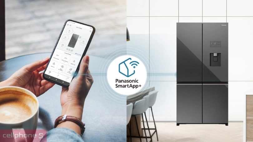 Hướng dẫn kết nối tủ lạnh Panasonic Inverter Multi Door NR-XY680YMMV 621 Lít với điện thoại