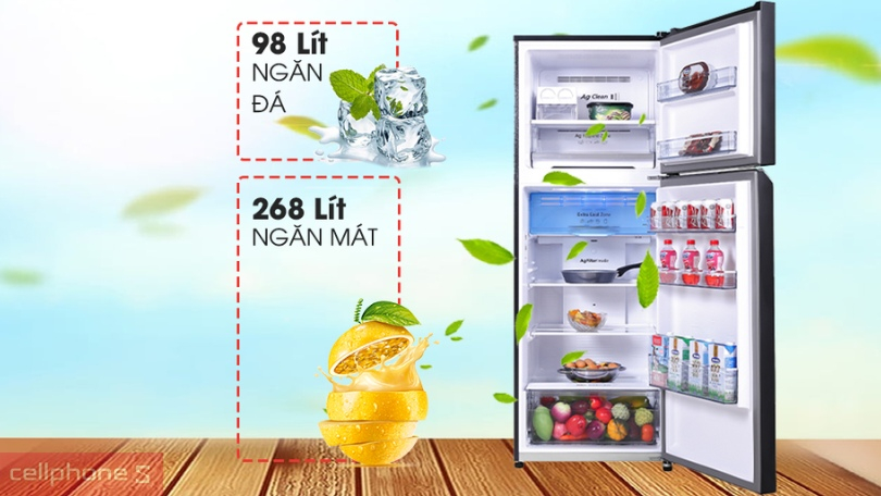 Dung tích chứa, thiết kế tủ lạnh Panasonic Inverter NR-TL381VGMV 366 lít