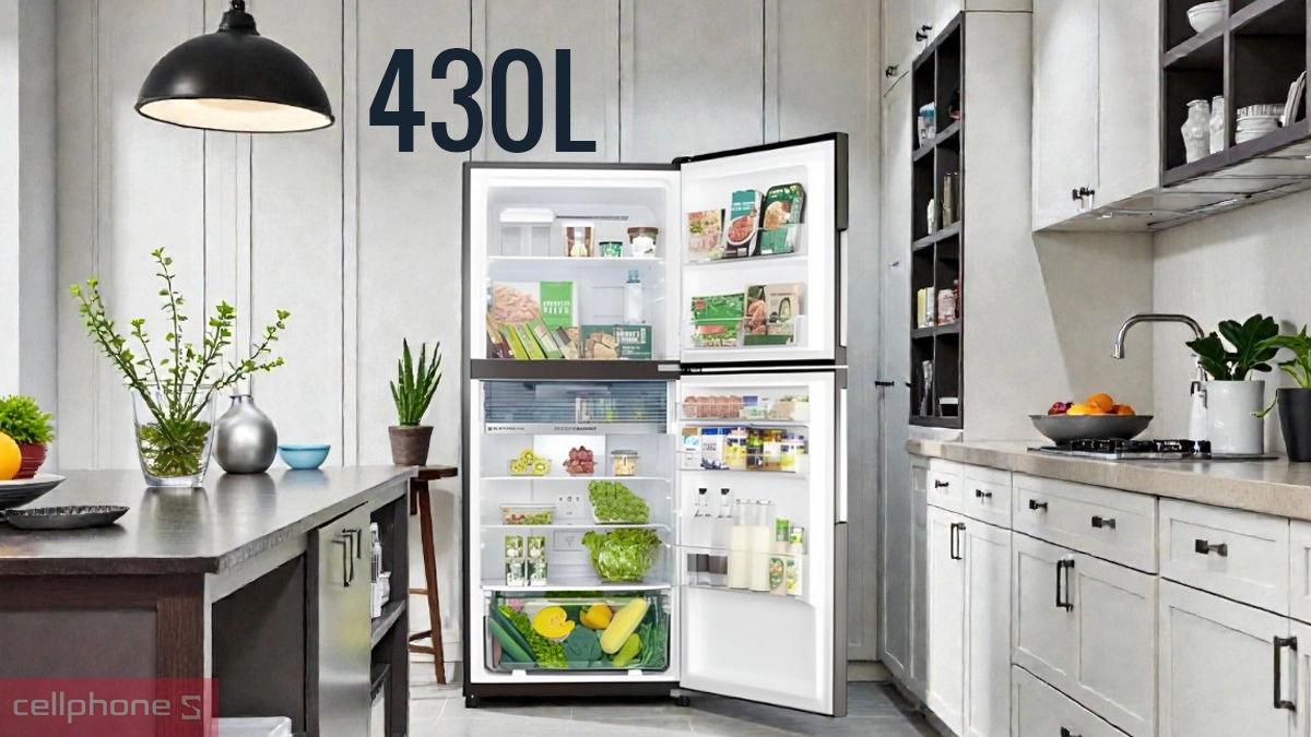 Dung tích tủ lạnh Sharp Inverter 430 lít SJ-XP470AE-SL
