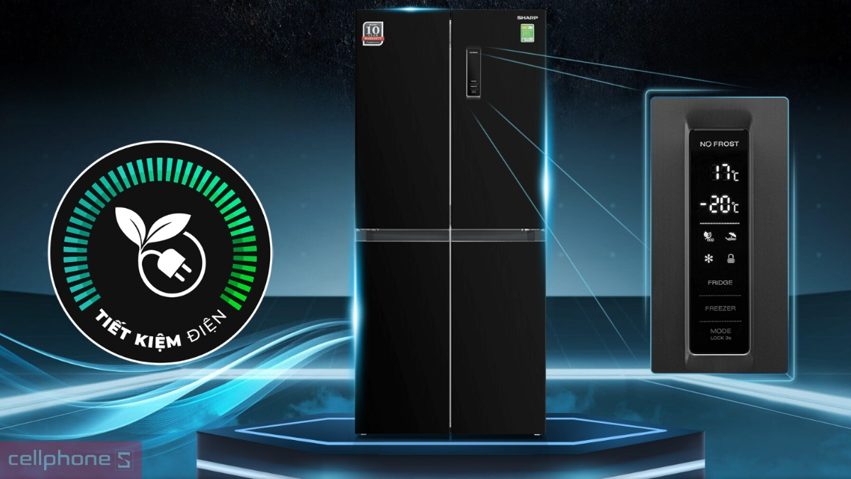 Giải pháp tiết kiệm điện năng tủ lạnh Sharp Inverter Multidoor 362 lít SJ-FX420VG-BK