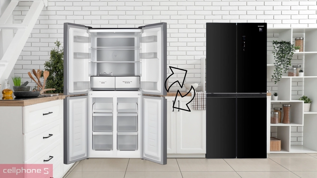 Thiết kế tủ lạnh Sharp Inverter Multidoor 466 lít SJ FXP560VG BK