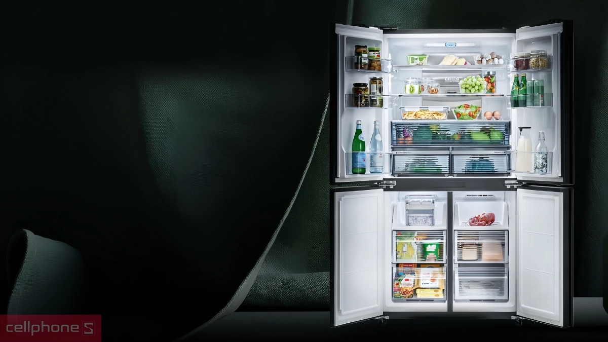 Dung tích tủ lạnh Sharp Inverter Multidoor 525 lít SJ-FXP600VG-BK